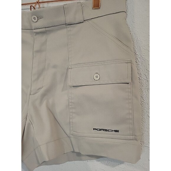Vintage Sportif USA Porsche Exclusive Shorts Mens 36 Gray Cargo Pockets - Picture 2 of 6